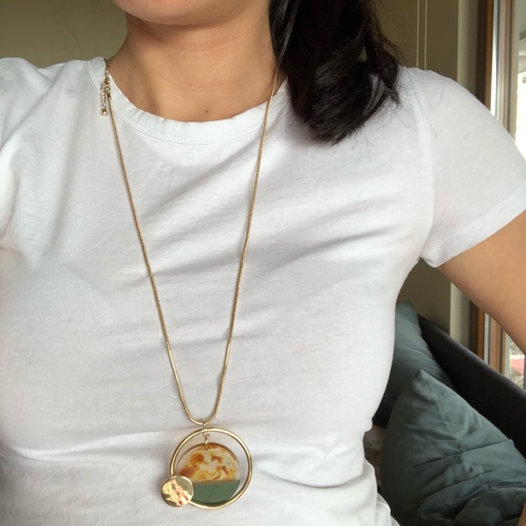 AYSE Long Gold Chain Circle Necklace NWT - Picture 6 of 7